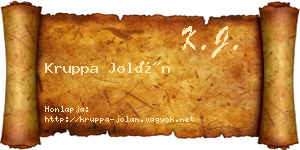 Kruppa Jolán névjegykártya