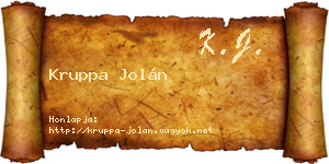 Kruppa Jolán névjegykártya